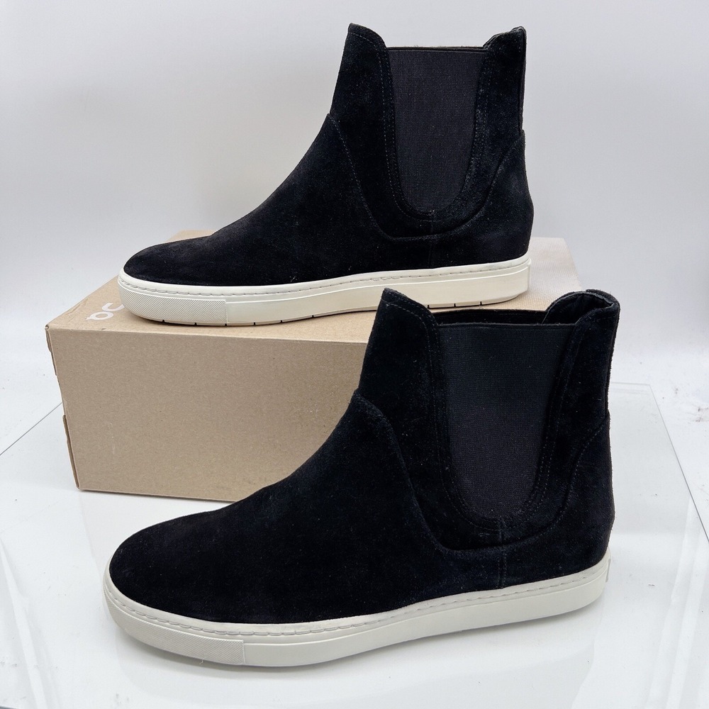Vince Nira Ankle Chelsea Boots Bootie Sneaker Black Suede Water Repellent US 9.5 - Picture 3 of 13